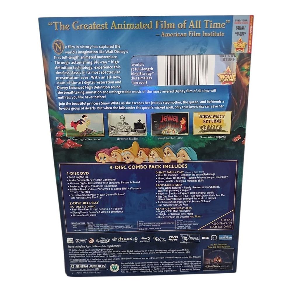 Walt Disney Snow White and The Seven Dwarfs Diamond Edition Blu-Ray +‎ DVD NEW - Picture 2 of 2